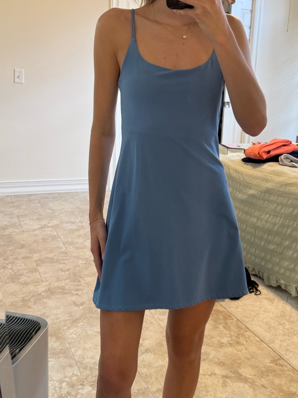 Abercrombie & Fitch Dusty Blue Spaghetti-Strap Mini Dress